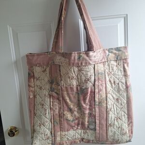Hand Crafted Pink and Cream Floral Tote